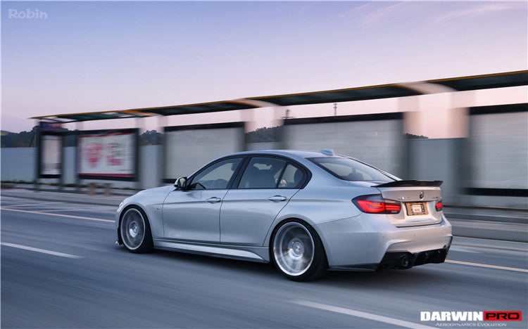DarwinPRO 2013-2019 BMW 3 Series F30 F35 M-Tech GV Style Carbon Fiber Rear Lip with Caps
