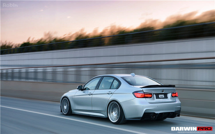 DarwinPRO 2013-2019 BMW 3 Series F30 F35 M-Tech GV Style Carbon Fiber Rear Lip with Caps