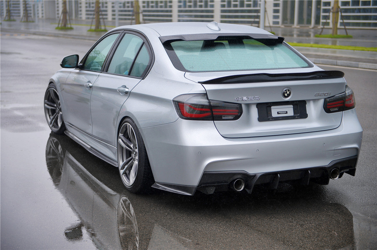 DarwinPRO 2013-2019 BMW 3 Series F30 F35 M-Tech GV Style Carbon Fiber Rear Lip with Caps