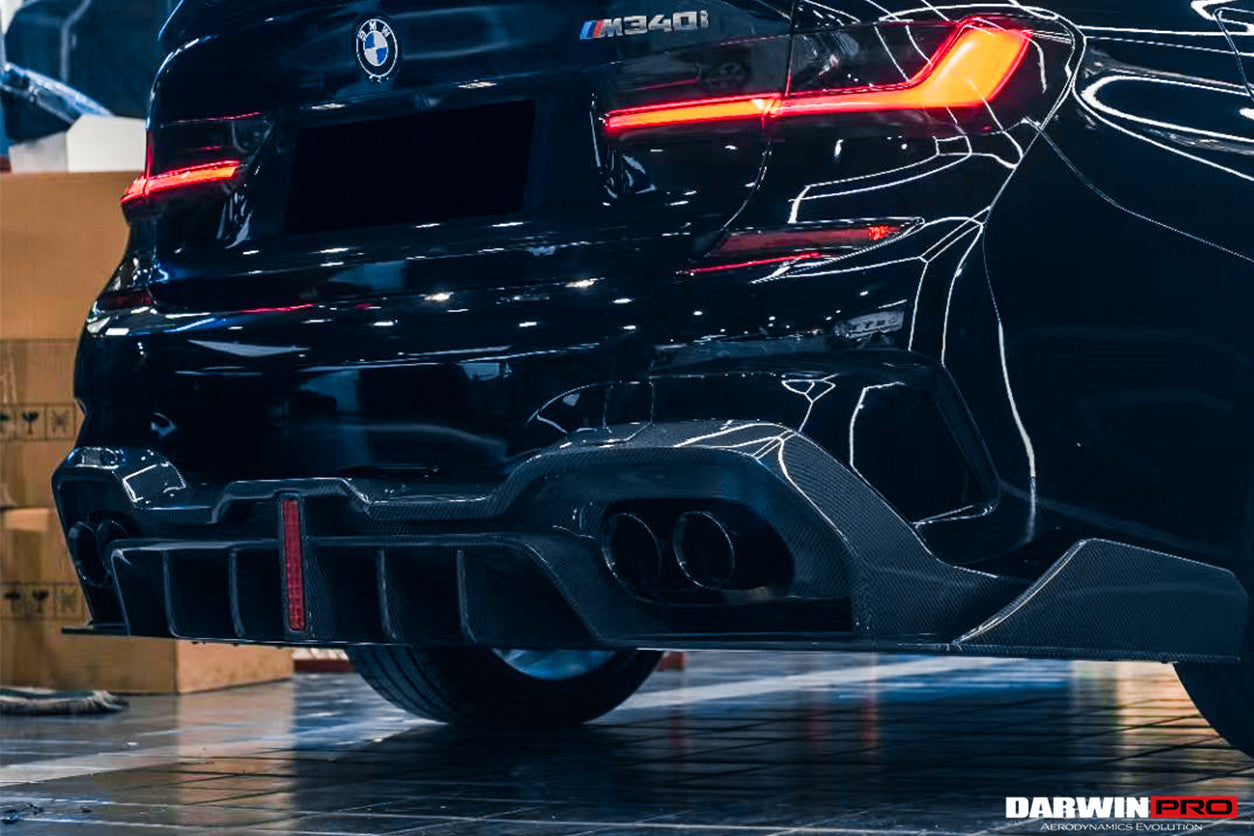 DarwinPRO 2019-2022 BMW 3 Series G20 G28 BKSS Style Carbon Fiber Rear Diffuser (For QUAD Exhaust tips)