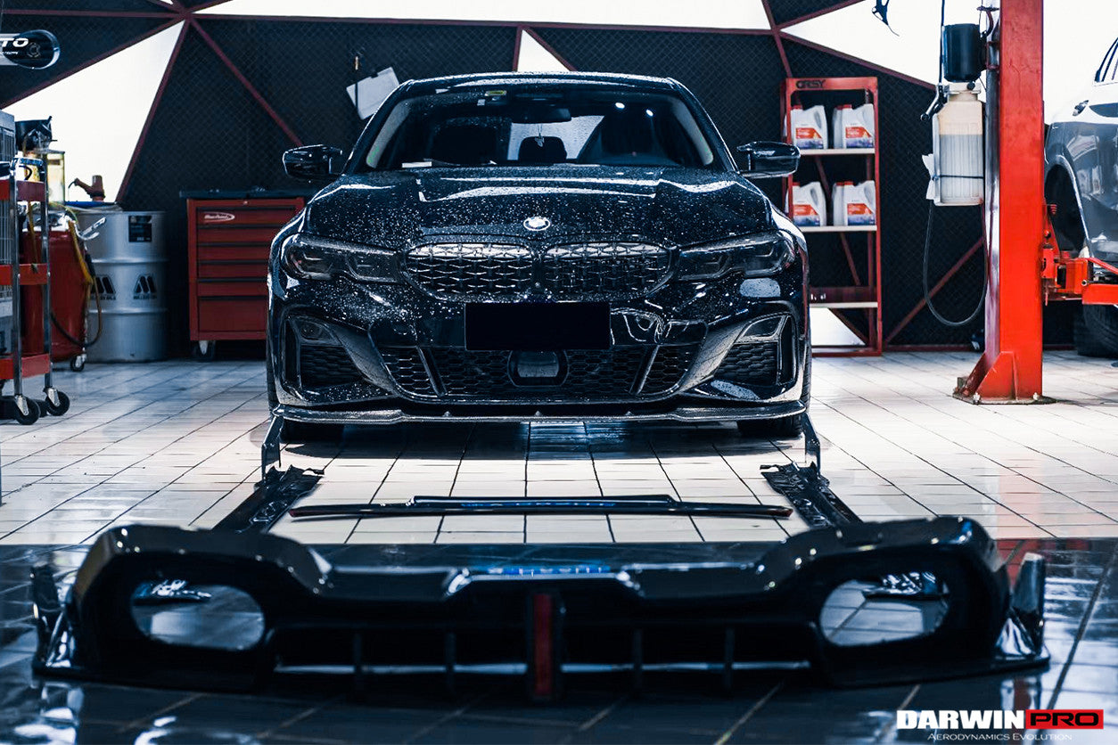 DarwinPRO 2019-2022 BMW 3 Series G20 G28 BKSS Style Carbon Fiber Rear Diffuser (For QUAD Exhaust tips)