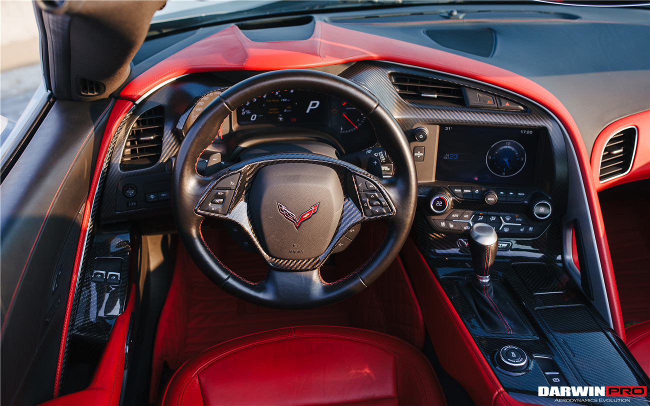 DarwinPRO 2013-2019 Corvette C7 Z06 Grandsport Dry Carbon Fiber Interior Cup Holder Cover Panel Trim