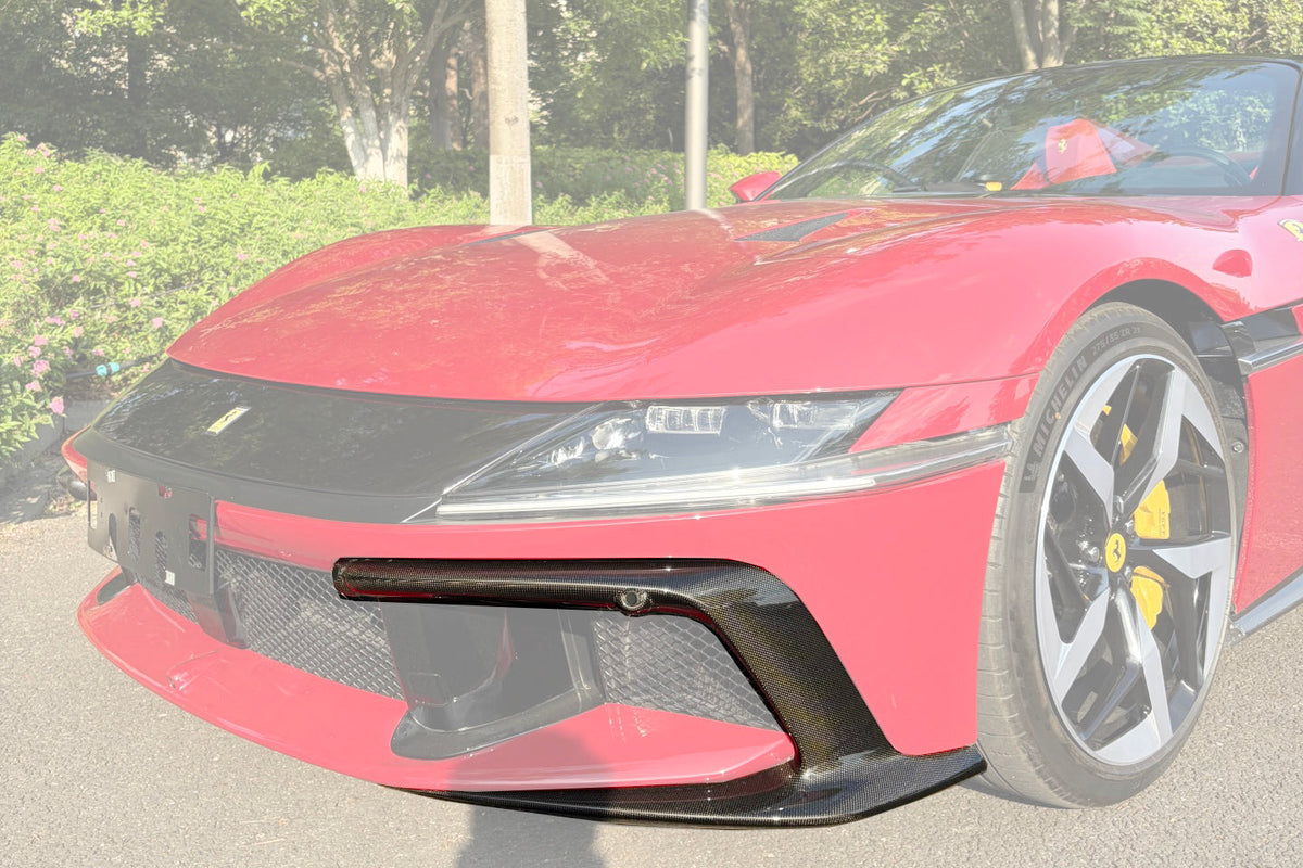 2024-UP Ferrari 12Cilindri F167 Autoclave Carbon Fiber Front Bumper Lip Side Splitter DarwinPRO (OE) Fits: Coupe, Spider (DRYCFF12C-MIWOE-FBSS)