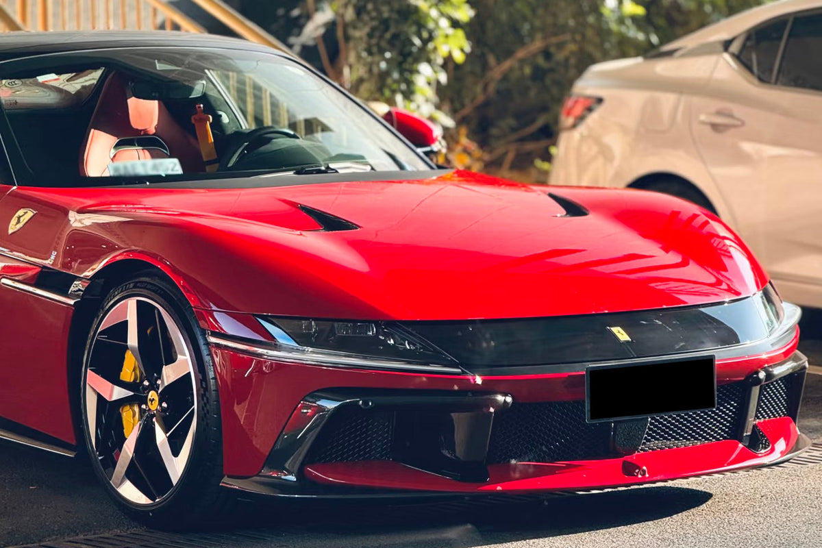2024-UP Ferrari 12Cilindri F167 Autoclave Carbon Fiber Front Bumper Lip Side Splitter DarwinPRO (OE) Fits: Coupe, Spider (DRYCFF12C-MIWOE-FBSS)