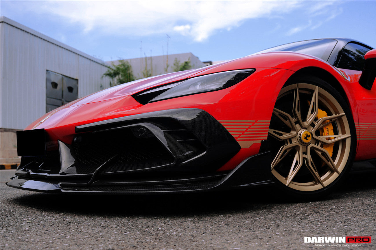 DarwinPRO 2022-2025 Ferrari 296 GTB  GTS Type F171 iMP Carbon Fiber Front Bumper Lip Splitter With Camera holes