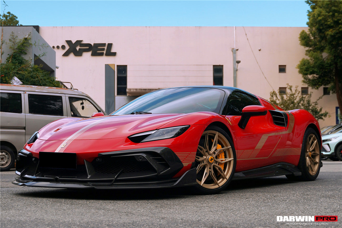 DarwinPRO 2022-2025 Ferrari 296 GTB  GTS Type F171 iMP Carbon Fiber Front Bumper Lip Splitter With Camera holes
