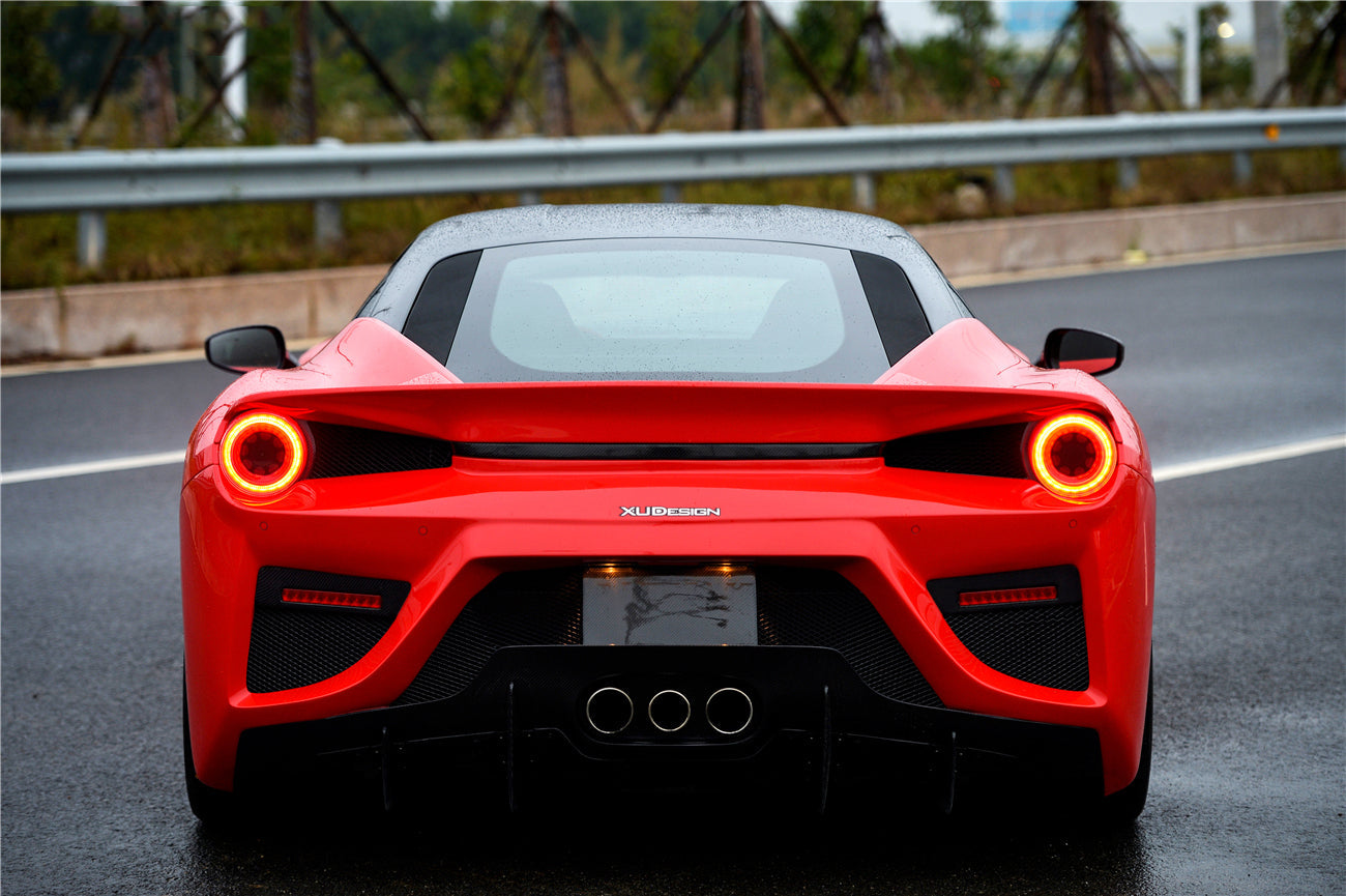 DarwinPRO 2010-2015 Ferrari 458 Coupe BKSS Style Partial Carbon Fiber Rear Bumper And Fiber Trunk With Tail Light Cover
