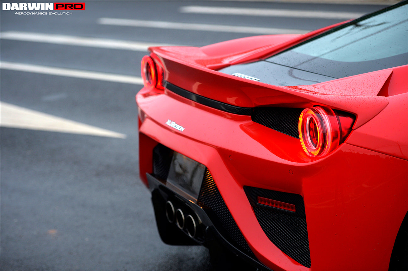 DarwinPRO 2010-2015 Ferrari 458 Coupe BKSS Style Partial Carbon Fiber Rear Bumper And Fiber Trunk With Tail Light Cover