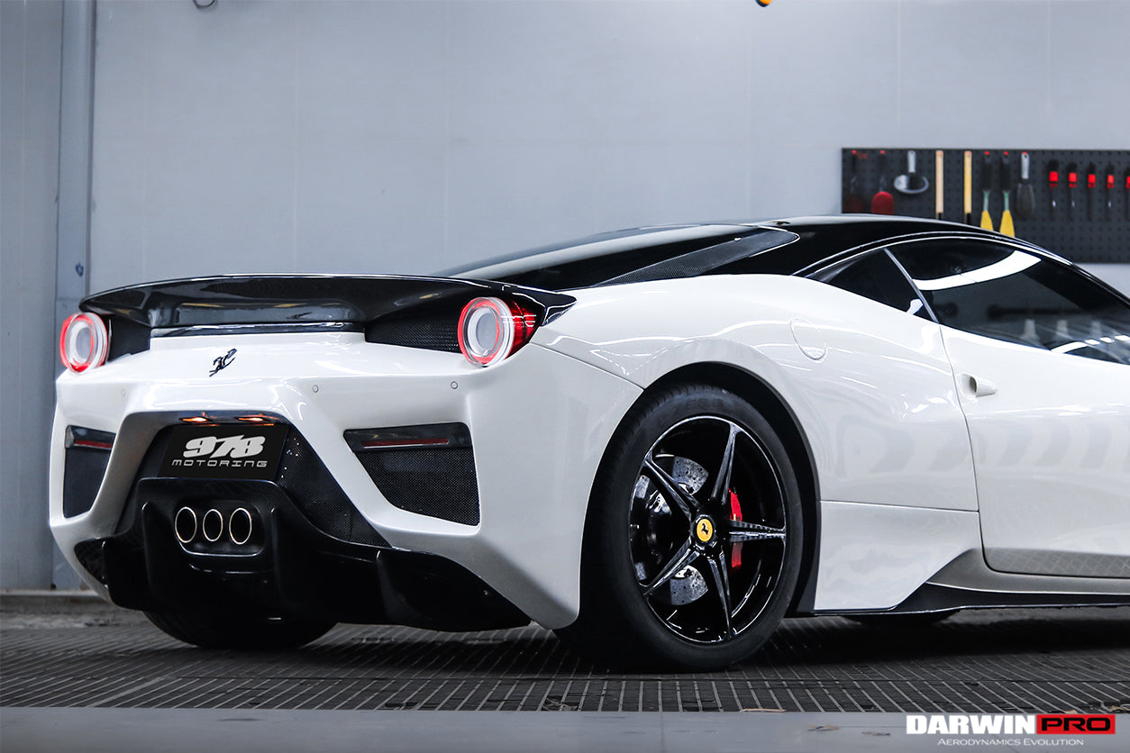 DarwinPRO 2010-2015 Ferrari 458 Coupe BKSS Style Partial Carbon Fiber Rear Bumper And Fiber Trunk With Tail Light Cover