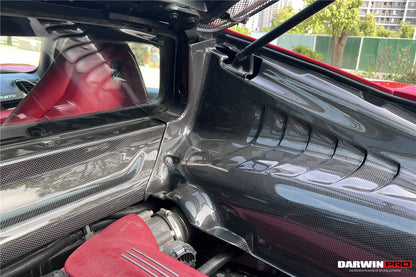 DarwinPRO 2015-2022 Ferrari 488 GTB | 488 PISTA | Cubierta cortafuegos de fibra de carbono para autoclave F8 | Reemplazo del panel de moldura del compartimento del motor