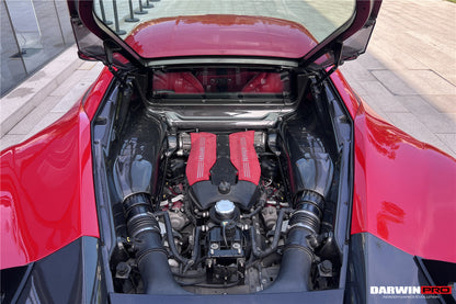 DarwinPRO 2015-2022 Ferrari 488 GTB | 488 PISTA | Cubierta cortafuegos de fibra de carbono para autoclave F8 | Reemplazo del panel de moldura del compartimento del motor