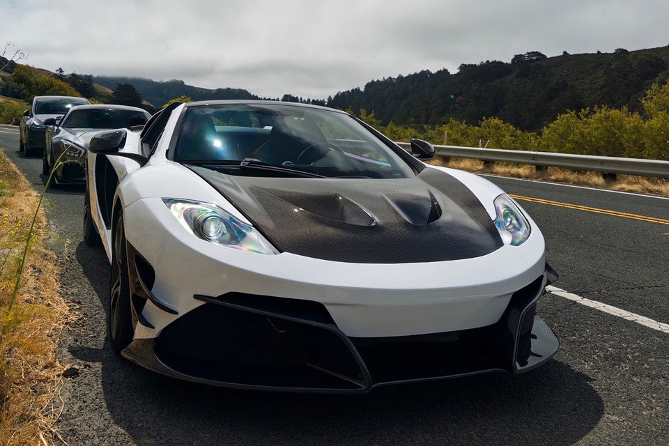 Parachoques delantero DarwinPRO Rebel Performance Style de fibra de carbono parcial con borde | McLaren MP4, 12C (2011-2014)