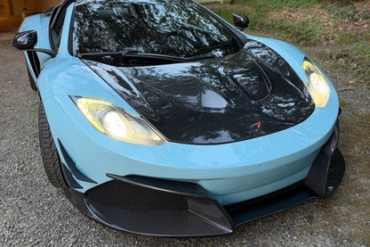 Parachoques delantero DarwinPRO Rebel Performance Style de fibra de carbono parcial con borde | McLaren MP4, 12C (2011-2014)