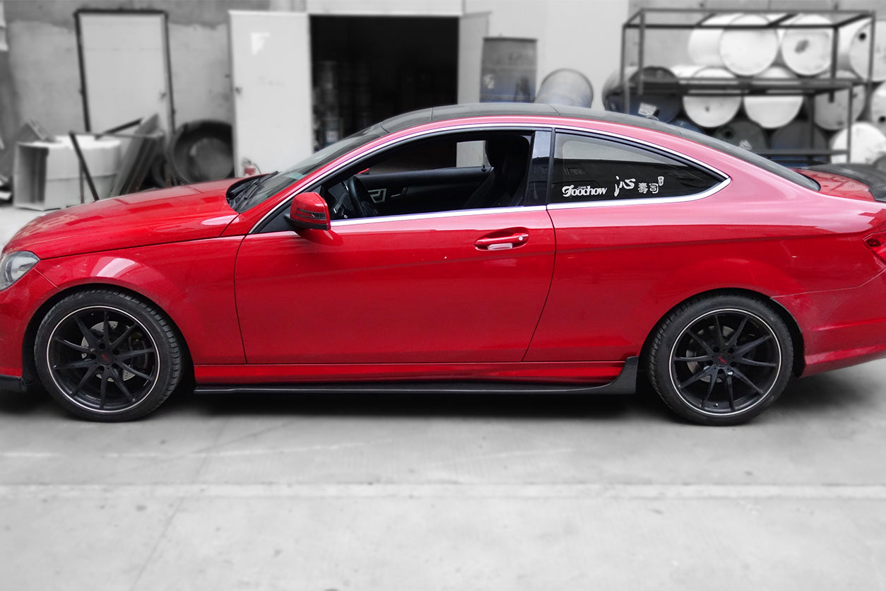 DarwinPRO 2012-2014 Mercedes Benz W204 C Class Coupe DP Style Carbon Fiber Side Skirts Under Board