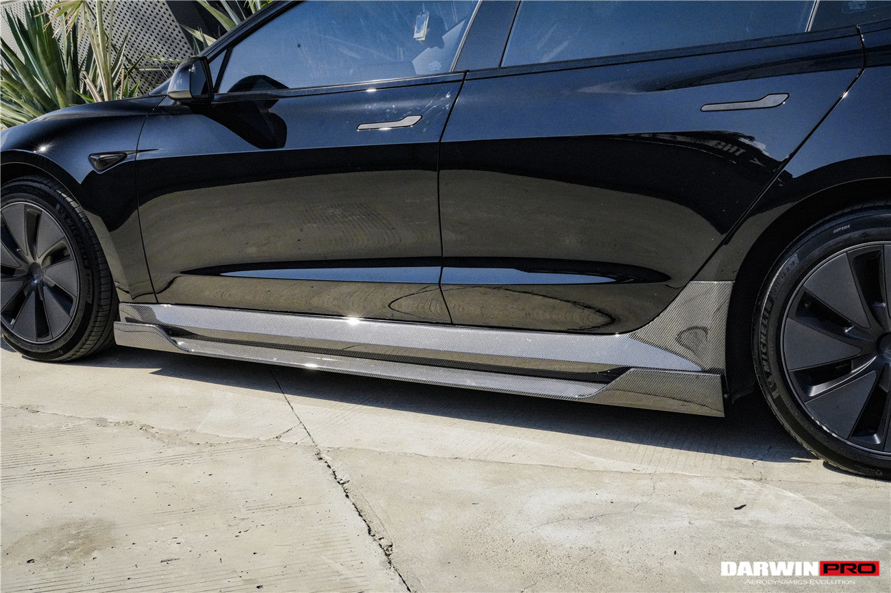 DarwinPRO 2017-2026 Tesla Model 3 IMP Performance Carbon Fiber Side Skirts With Under Board | Fits Model 3, Model 3 Highland RWD AWD, Performance