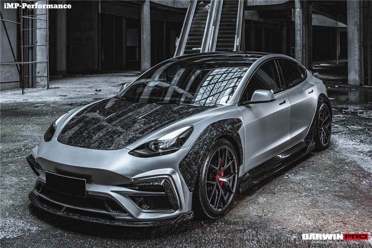 DarwinPRO 2017-2026 Tesla Model 3 IMP Performance Carbon Fiber Side Skirts With Under Board | Fits Model 3, Model 3 Highland RWD AWD, Performance