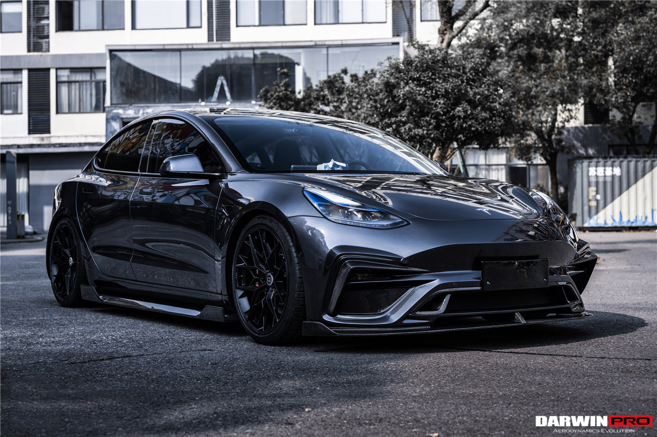 DarwinPRO 2017-2026 Tesla Model 3 IMP Performance Carbon Fiber Side Skirts With Under Board | Fits Model 3, Model 3 Highland RWD AWD, Performance