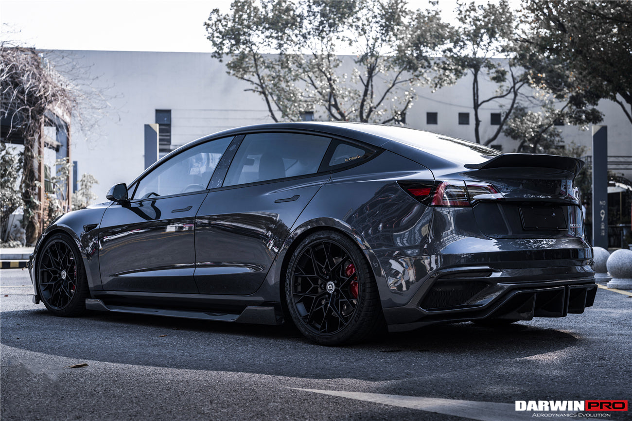 DarwinPRO 2017-2026 Tesla Model 3 IMP Performance Carbon Fiber Side Skirts With Under Board | Fits Model 3, Model 3 Highland RWD AWD, Performance