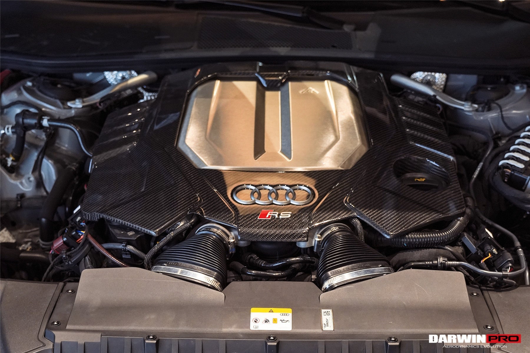 Reemplazo de cubierta de motor de fibra de carbono seca estilo OEM DarwinPRO 2019-2025 para Audi RS6 Avant C8 y RS7 C8 Quattro