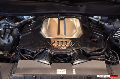 Reemplazo de cubierta de motor de fibra de carbono seca estilo OEM DarwinPRO 2019-2025 para Audi RS6 Avant C8 y RS7 C8 Quattro