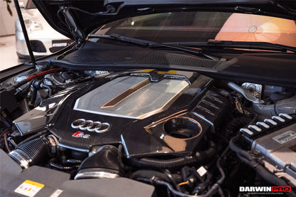 Reemplazo de cubierta de motor de fibra de carbono seca estilo OEM DarwinPRO 2019-2025 para Audi RS6 Avant C8 y RS7 C8 Quattro
