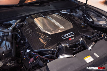 Reemplazo de cubierta de motor de fibra de carbono seca estilo OEM DarwinPRO 2019-2025 para Audi RS6 Avant C8 y RS7 C8 Quattro