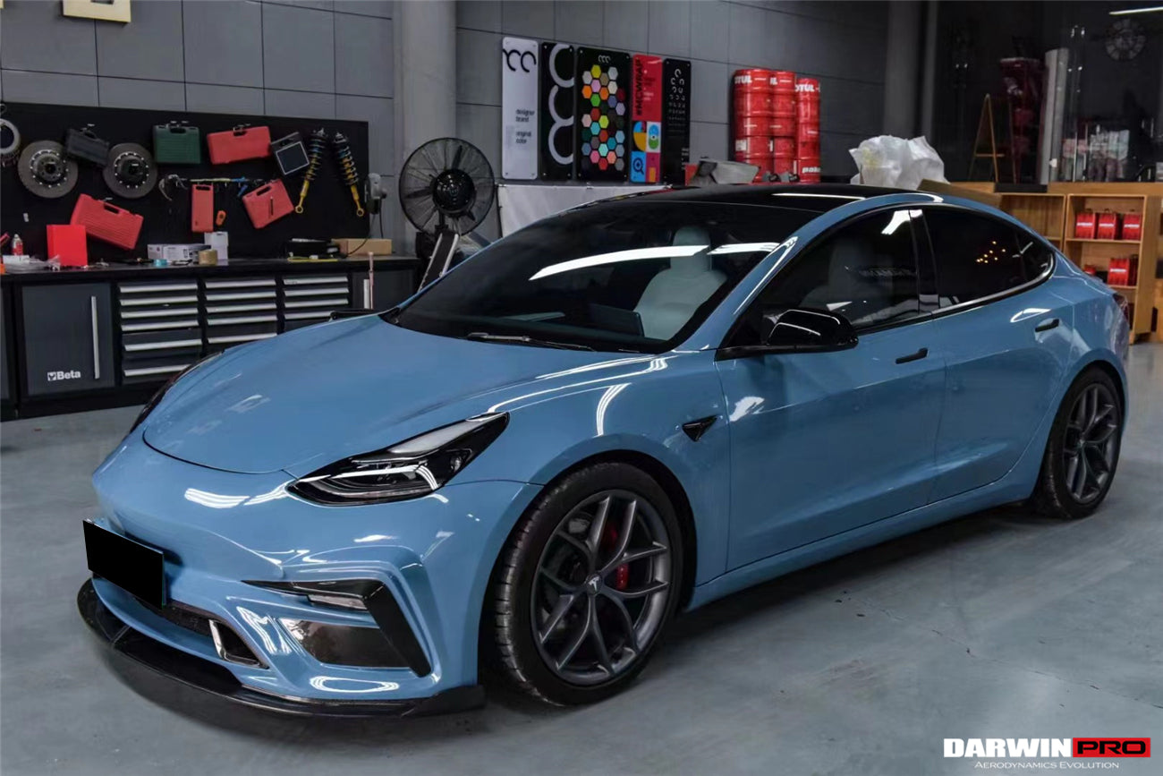 Parachoques delantero parcial de fibra de carbono DarwinPRO 2017-2023 Tesla Model 3 IMP Performance
