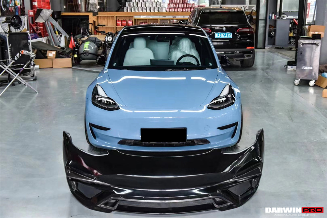Parachoques delantero parcial de fibra de carbono DarwinPRO 2017-2023 Tesla Model 3 IMP Performance