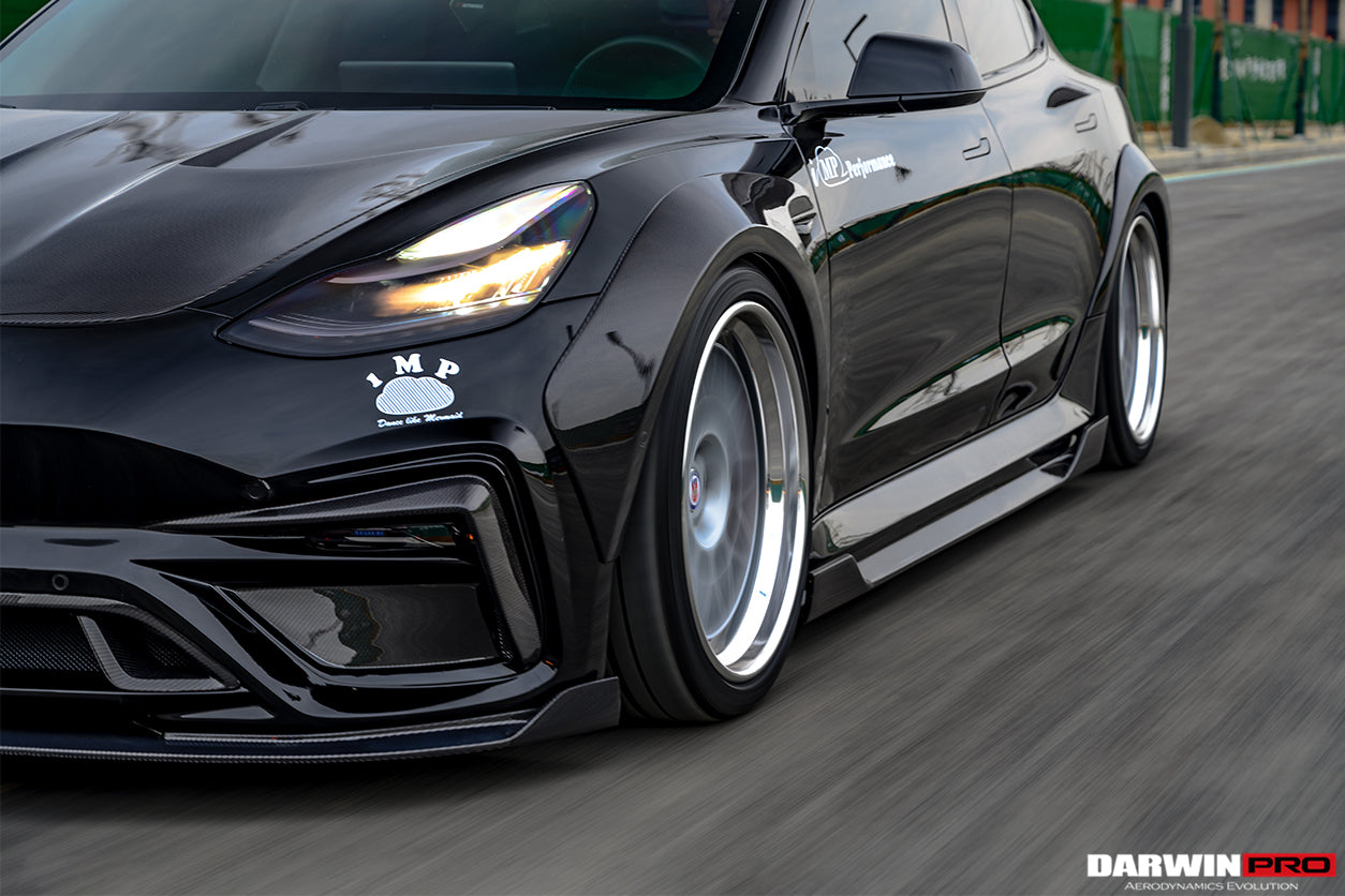 DarwinPRO 2017-2026 Tesla Model 3 IMP Performance Carbon Fiber Side Skirts With Under Board | Fits Model 3, Model 3 Highland RWD AWD, Performance