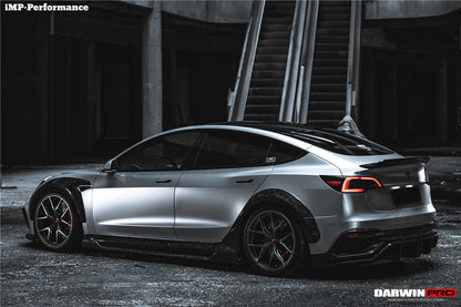 DarwinPRO 2017-2026 Tesla Model 3 IMP Performance Carbon Fiber Side Skirts With Under Board | Fits Model 3, Model 3 Highland RWD AWD, Performance