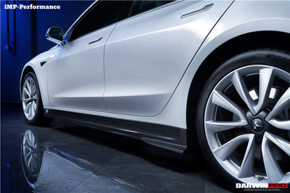DarwinPRO 2017-2026 Tesla Model 3 IMP Performance Carbon Fiber Side Skirts | Fits Model 3, Model 3 Highland RWD AWD, Performance