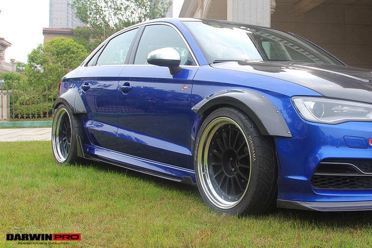 Faldones laterales DarwinPRO 2013-2016 Audi S3 y A3 Sline 8V.1 Sedán estilo BKSS con alerones