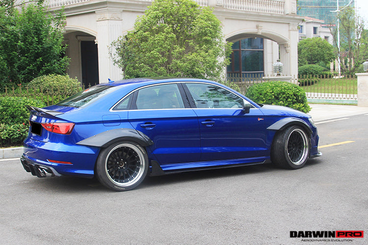 Faldones laterales DarwinPRO 2013-2016 Audi S3 y A3 Sline 8V.1 Sedán estilo BKSS con alerones