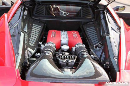 Paneles del compartimento del motor de fibra de carbono seco estilo OE Ferrari 458 Coupe Spider Carbonado 2010-2015