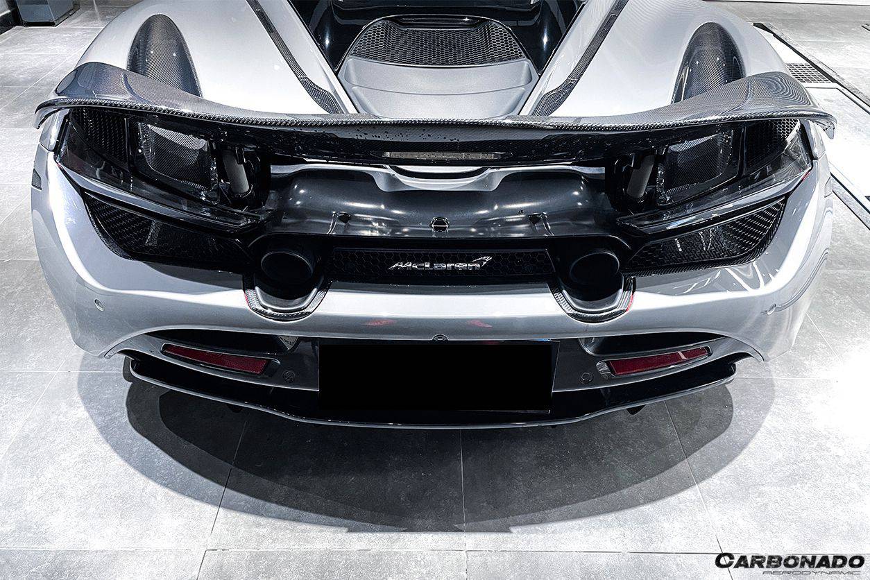 Carbonado OEM Style Dry Carbon Fiber Rear Bumper Upper Exhaust Valance Panel | 2017-2022 McLaren 720S