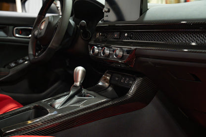 Cubiertas laterales de fibra de carbono para el panel de cambios OLM LE (3 piezas) - Honda Civic FL5 Type R 2023+