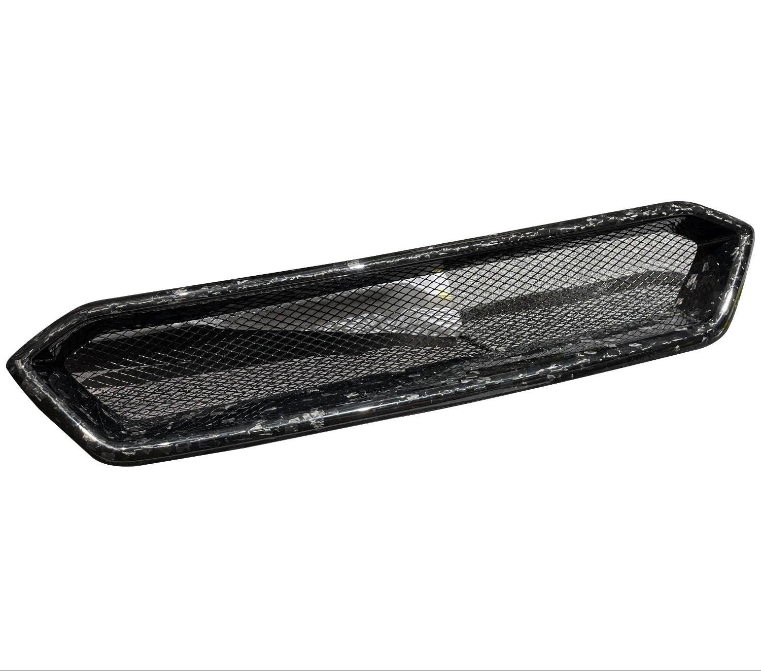 Forged carbon fiber grill on a white background