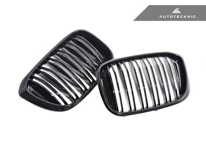AutoTecknic Dual-Slats Gloss Black Front Grille Set - G01 X3 | G02 X4 Pre-LCI (ATK-BM-0256-DS-GB)