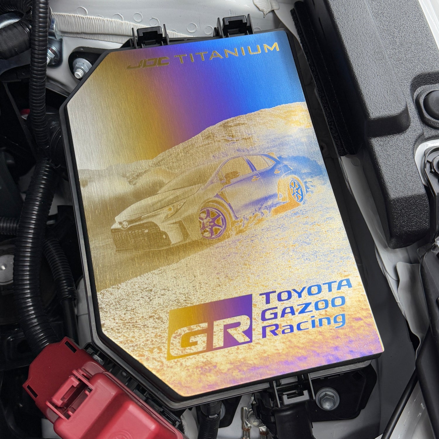 Toyota Gazoo Racing titanium fuse box cover