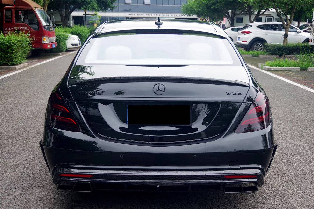 Carbonado 2017-2020 Mercedes Benz S63 AMG W222.2 Sedan MSY Style Rear Bumper with Tips