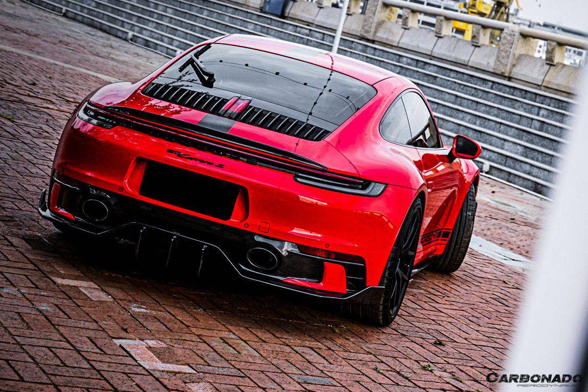 Carbonado 2019-2023 Porsche 911 992 Carrera   Targa Sport Design Bumper WP Style Dry Carbon Fiber Rear Lip