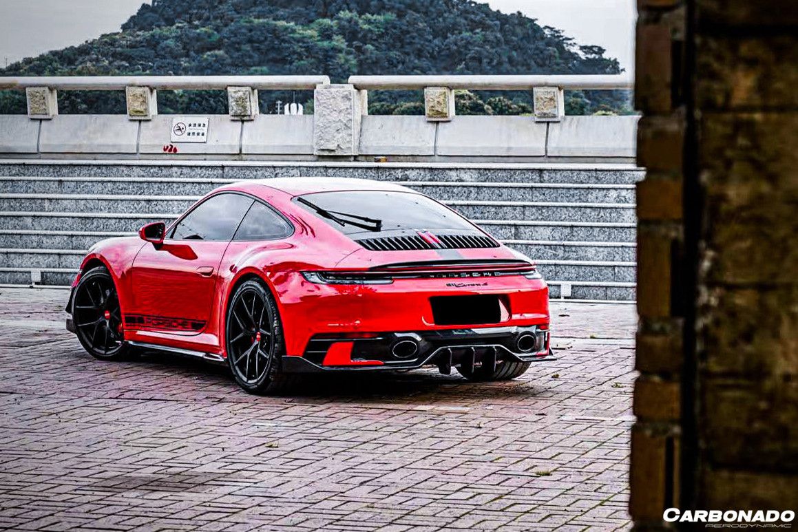 Carbonado 2019-2023 Porsche 911 992 Carrera   Targa Sport Design Bumper WP Style Dry Carbon Fiber Rear Lip