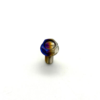 JDC Titanium flush-fit hex flange bolt in a burnt gradient color