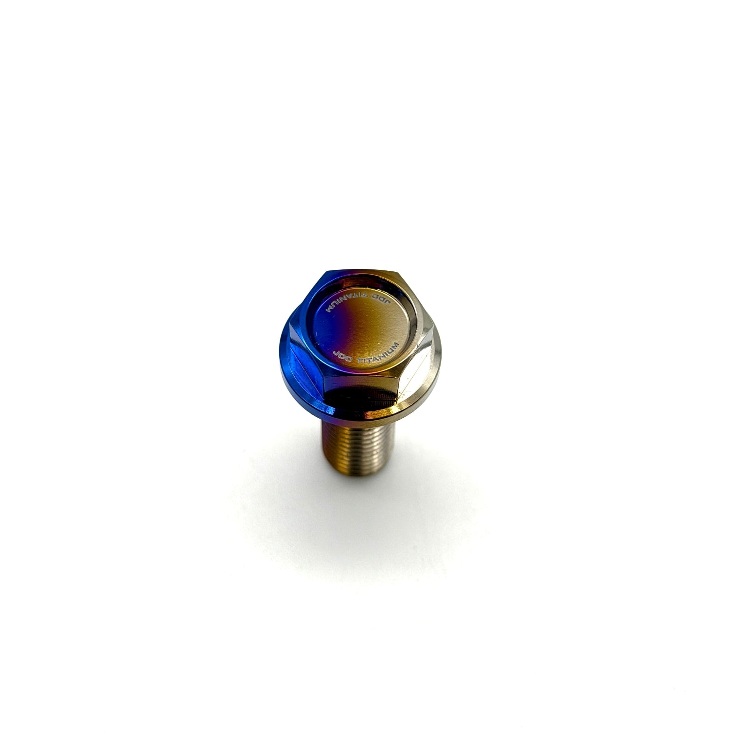 JDC Titanium flush-fit hex flange bolt in a burnt gradient color