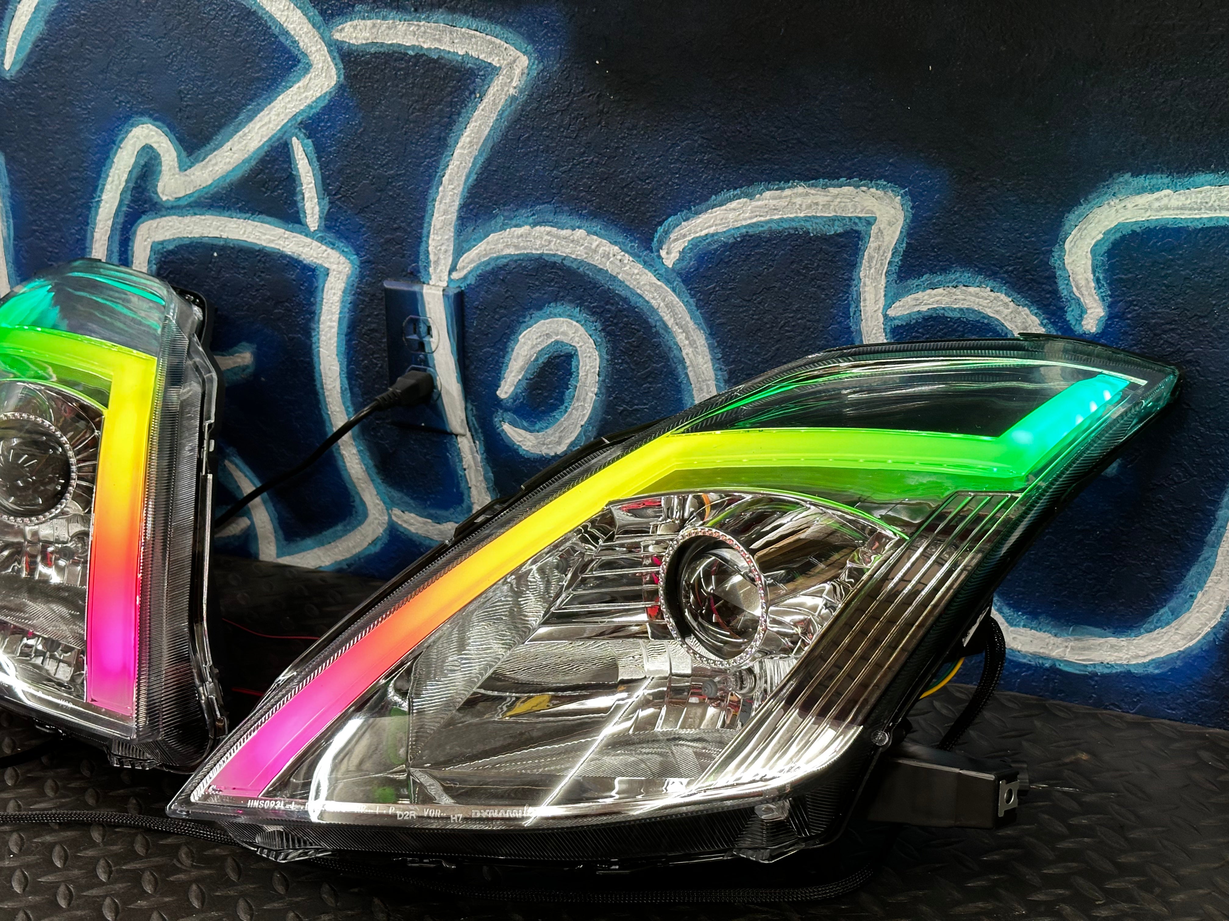 NTXGlow RGB Chrome Housing Headlights | 2006-2009 Nissan 350Z