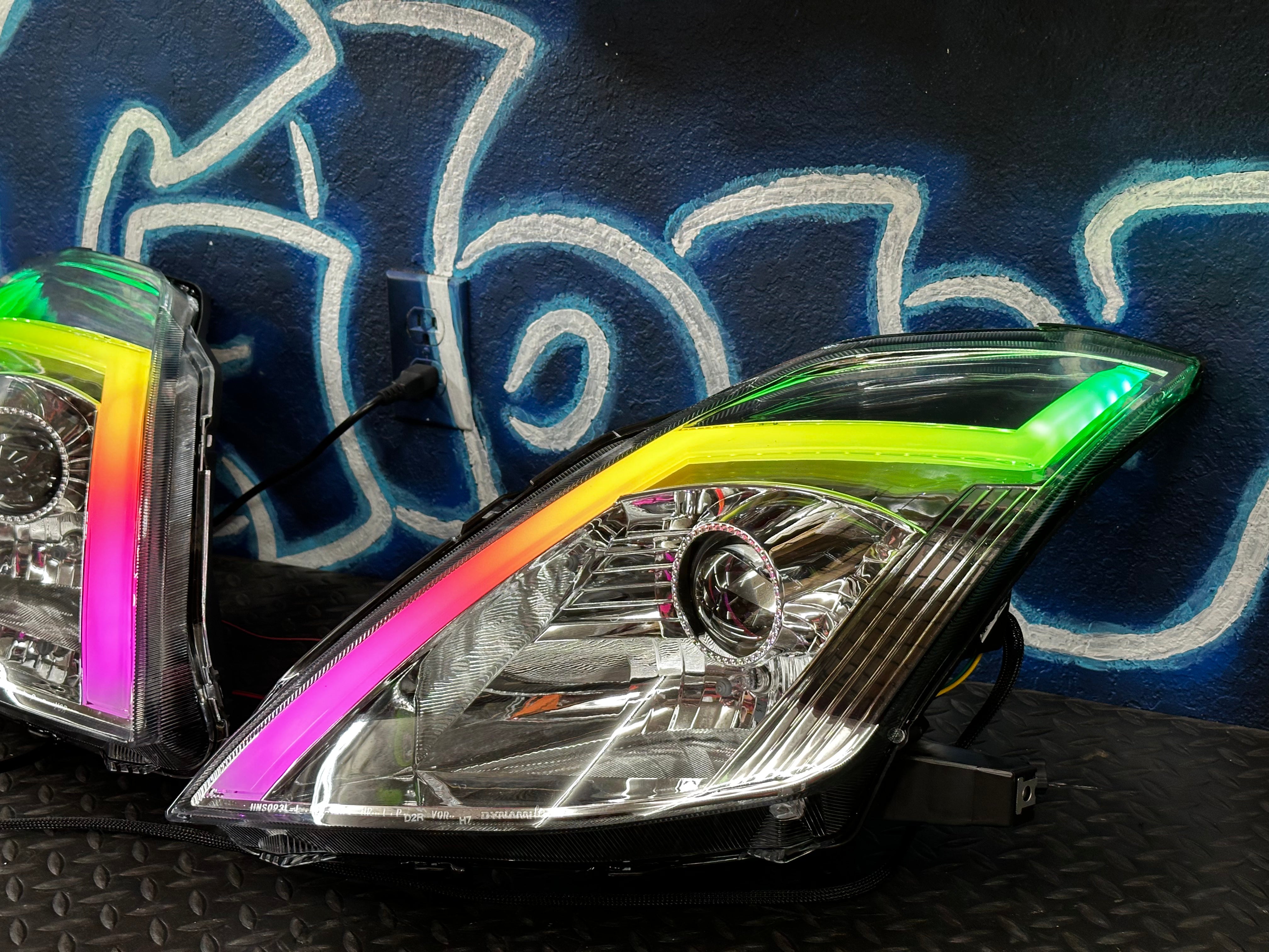 NTXGlow RGB Chrome Housing Headlights | 2006-2009 Nissan 350Z