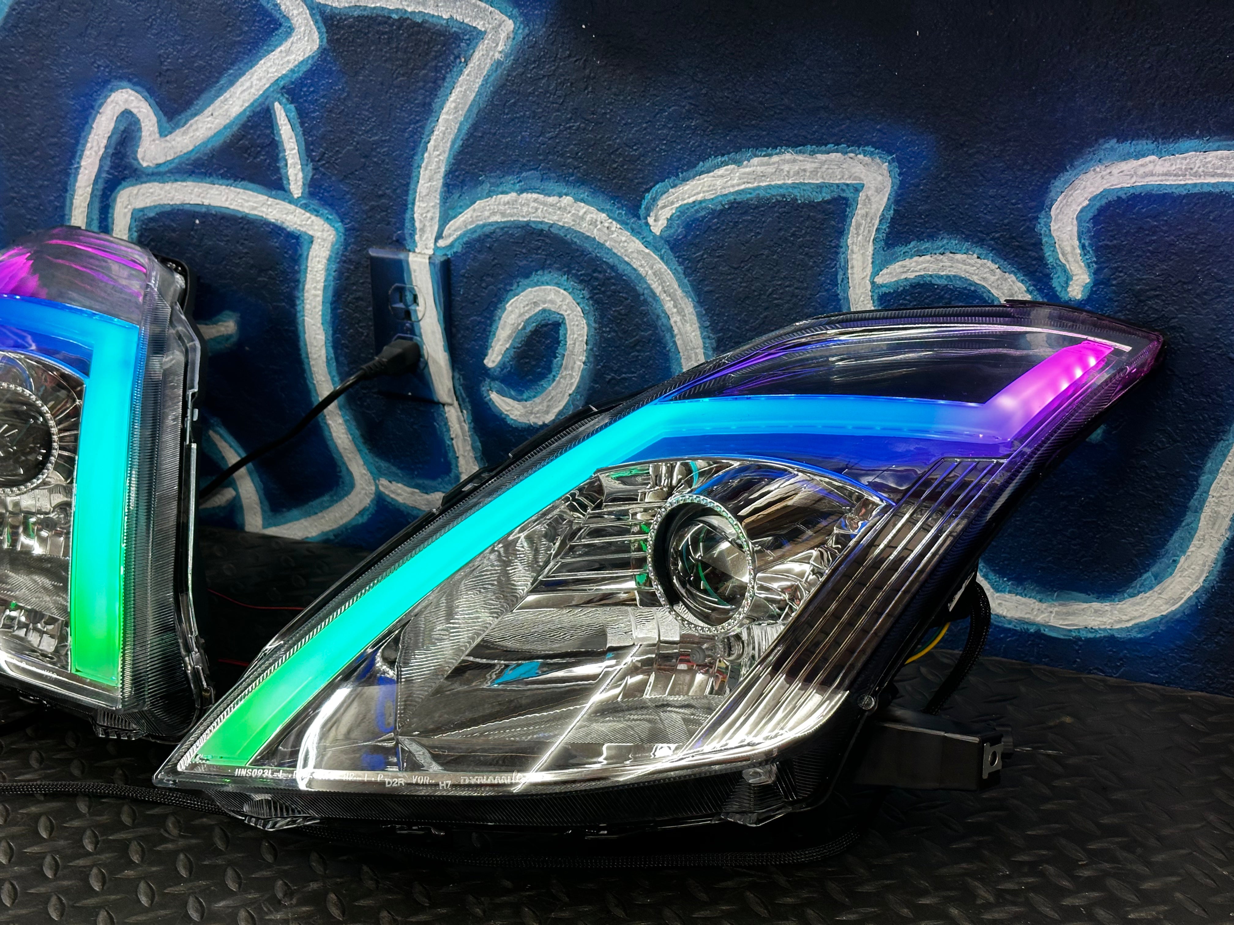 NTXGlow RGB Chrome Housing Headlights | 2006-2009 Nissan 350Z