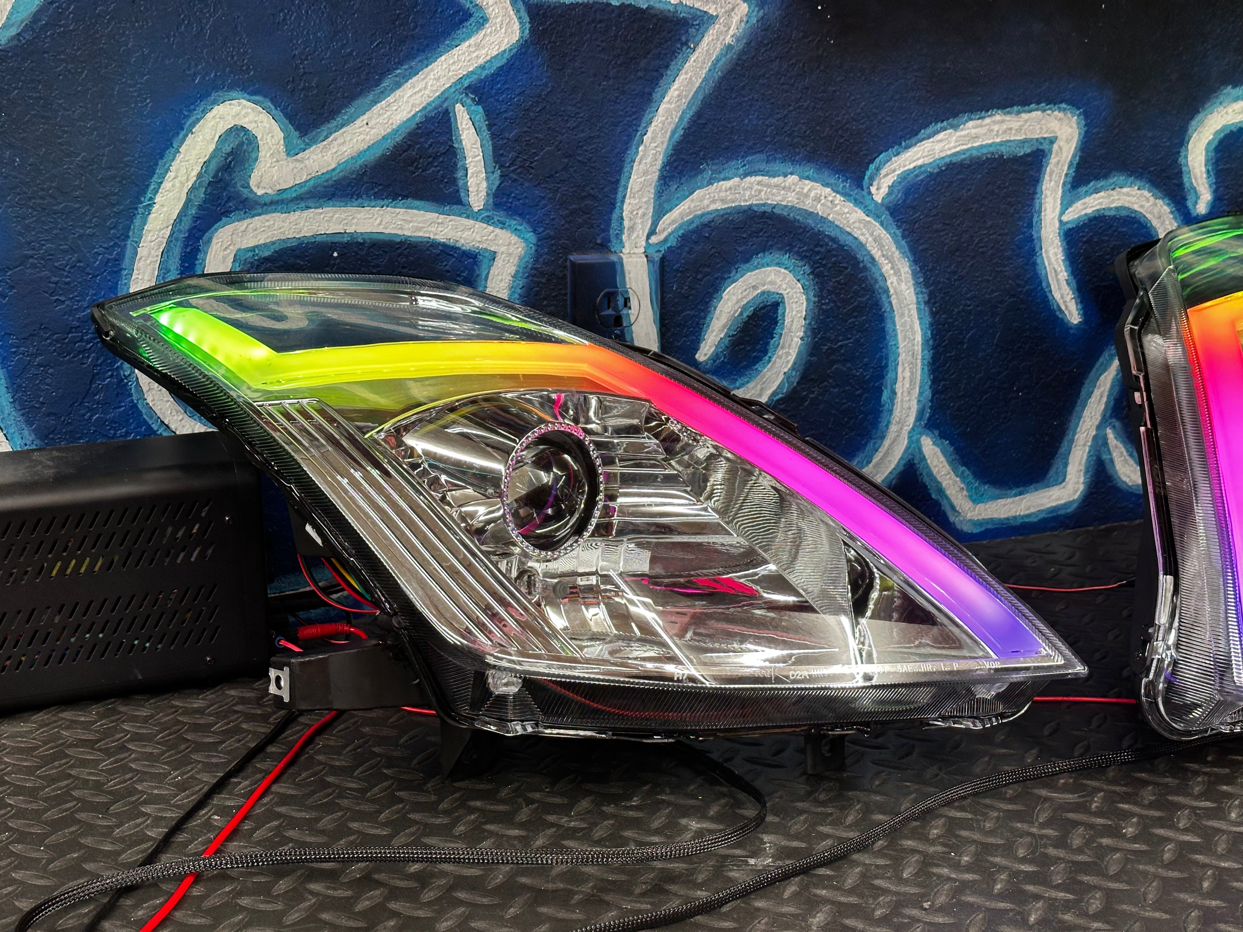 NTXGlow RGB Chrome Housing Headlights | 2006-2009 Nissan 350Z