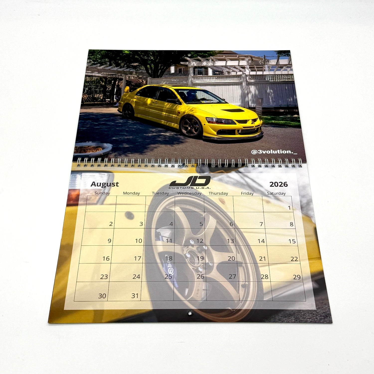 JD Customs USA 2026 Car Calendar August