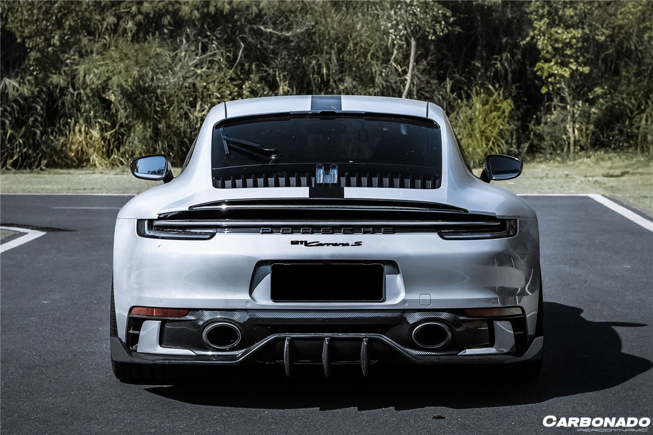 Carbonado 2019-2023 Porsche 911 992 Carrera   Targa Sport Design Bumper WP Style Dry Carbon Fiber Rear Lip